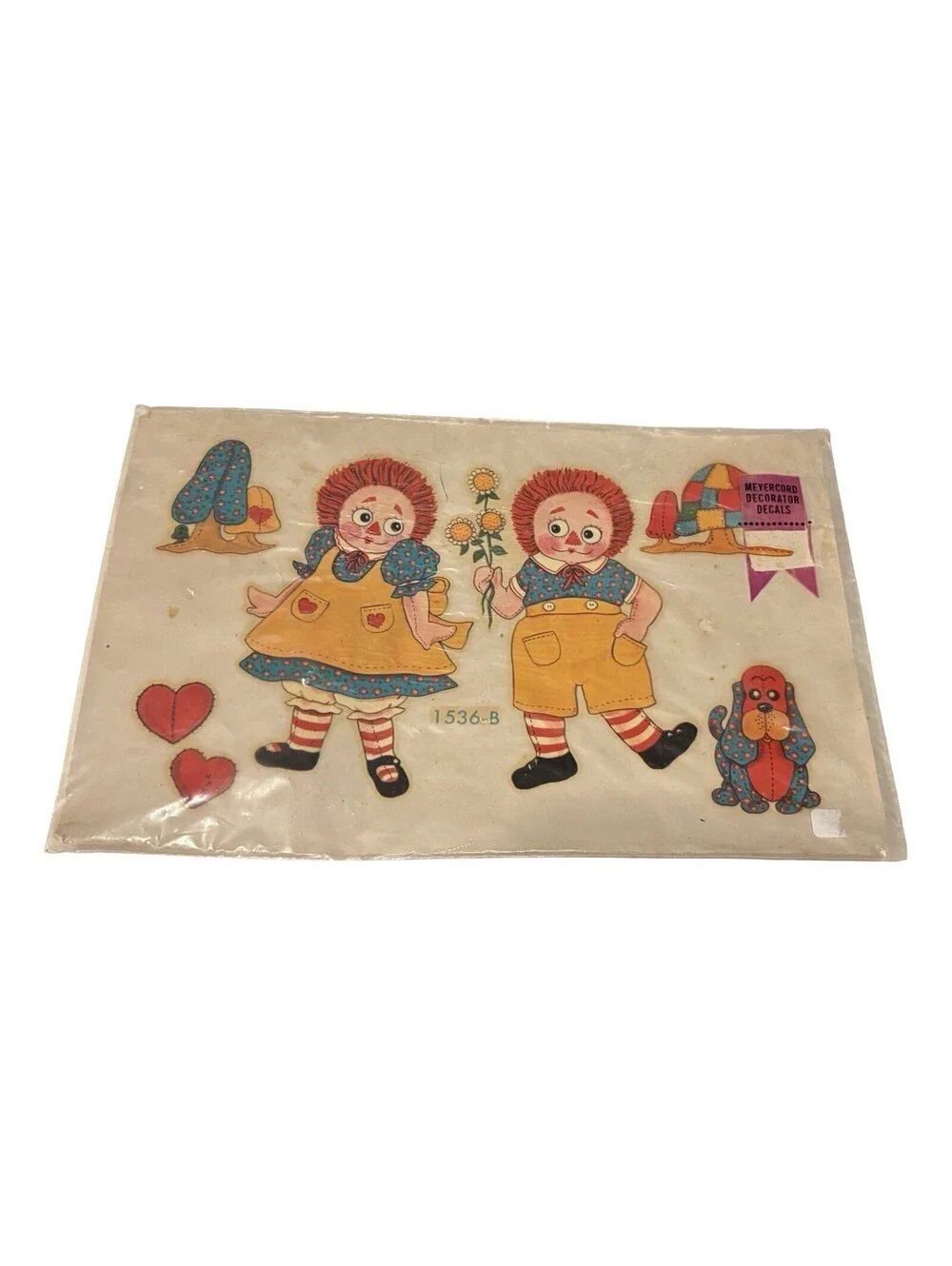 Vintage Meyercord Decals. RAGGEDY DOLLS  1536-B 7 Decals/Ephemera